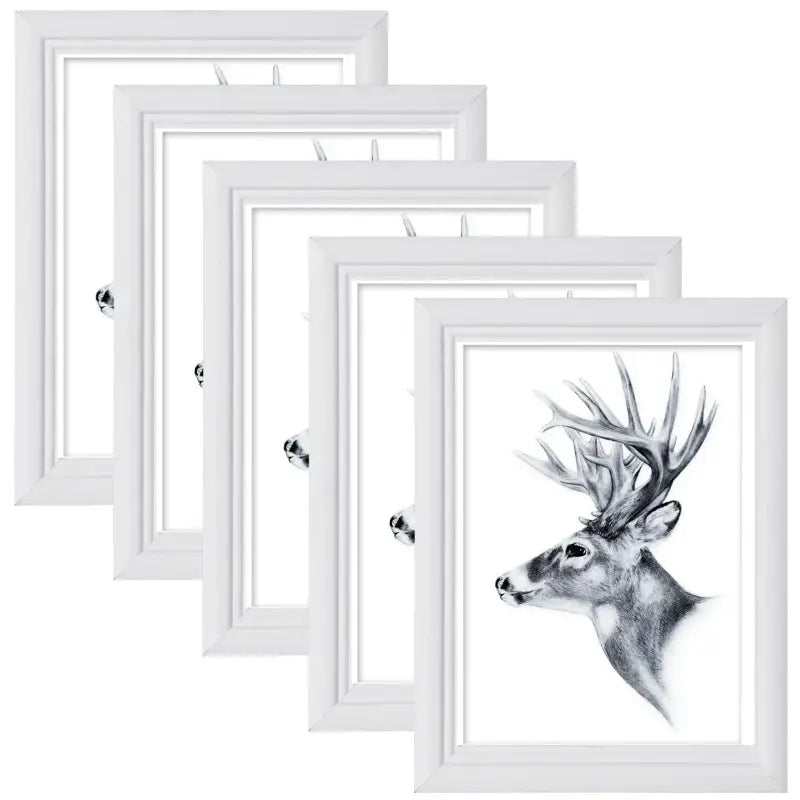 Massief houten fotolijst van BukkitBow, modern design, 5-delige set in diverse maten voor stijlvolle fotopresentatie