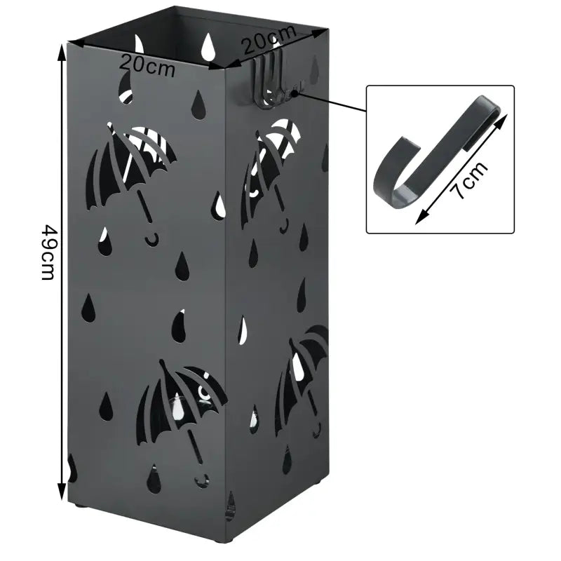BukkitBow metalen paraplustandaard met regenwaterontwerp, roestvrij, multifunctioneel, 20x20x49cm, geschikt voor paraplu's.