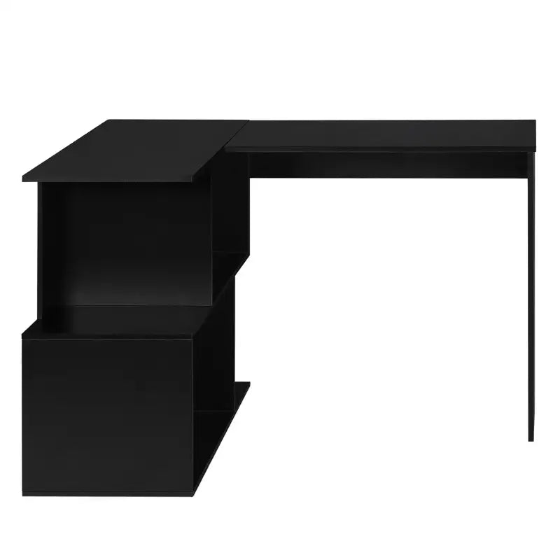 BukkitBow modern bureau met opbergkast, hoekbureau in wit of zwart, stabiel en ruim ontwerp, 100x40cm of 80x50cm