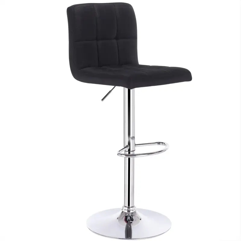 BukkitBow moderne barkruk met linnen zitting en verchroomd staal, verstelbaar en draaibaar, zithoogte 60-82 cm.