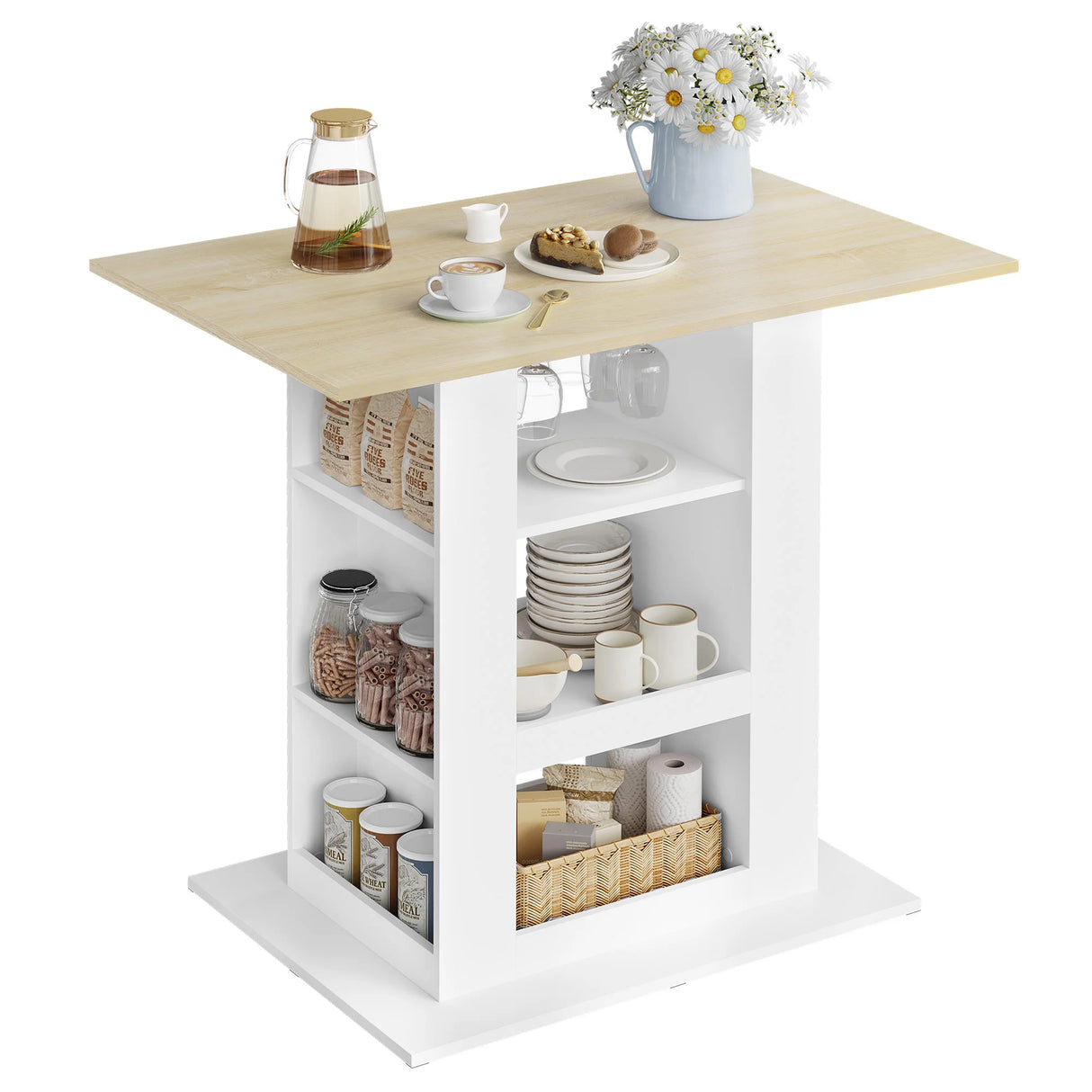 Moderne BukkitBow bartafel van 105cm met opbergruimte en wijnrek, ideaal voor thuis of horeca, in een strak design.