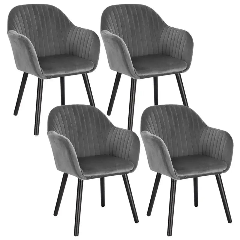 Set van 4 BukkitBow moderne fluwelen eetkamerstoelen met massief houten frame, ergonomisch ontwerp, 81x44x40cm, 100kg draagkracht.