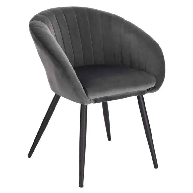 Moderne BukkitBow fluwelen eetkamerstoel met metalen poten, ergonomisch ontwerp en 50 cm zithoogte, comfortabel en stijlvol.