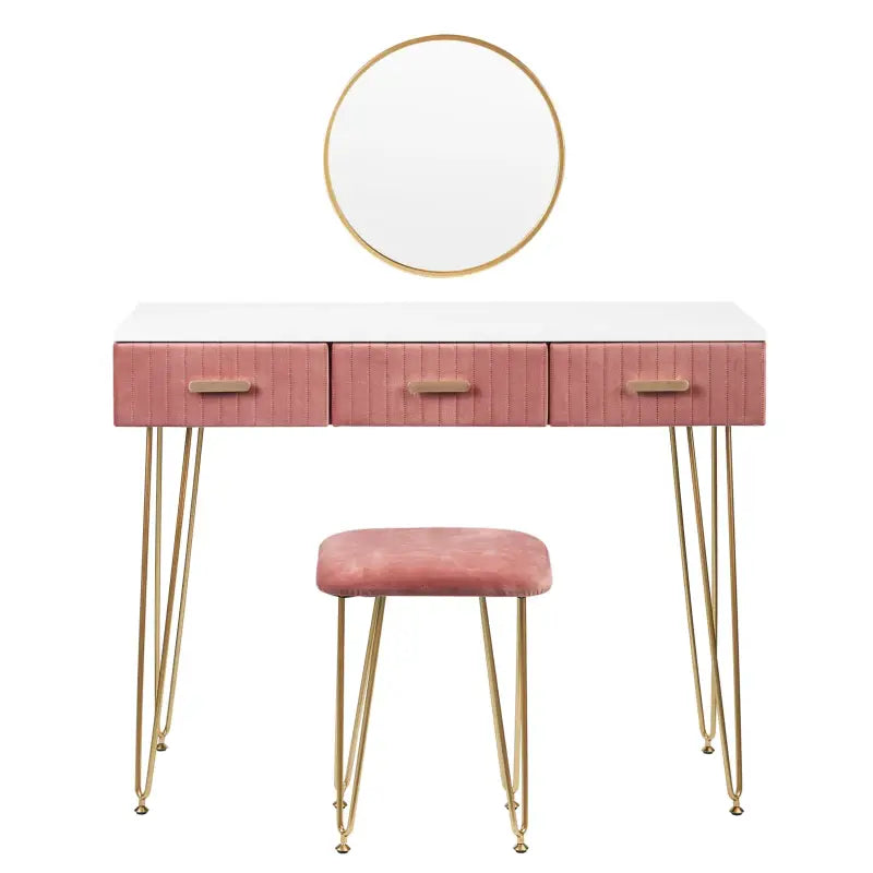 Moderne BukkitBow kaptafel met spiegel en krukje, geschikt voor kinderen en volwassenen, 100x40 cm, stijlvolle make-up tafel.