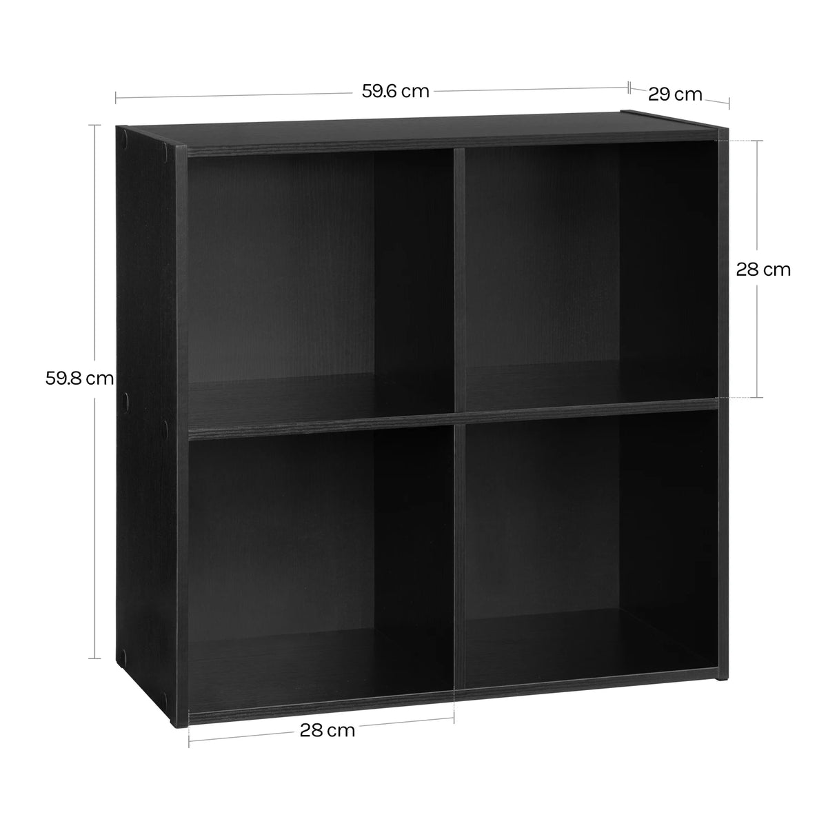 Moderne kubus boekenkast van BukkitBow met open vakken, geschikt als roomdivider en decoratief meubel.