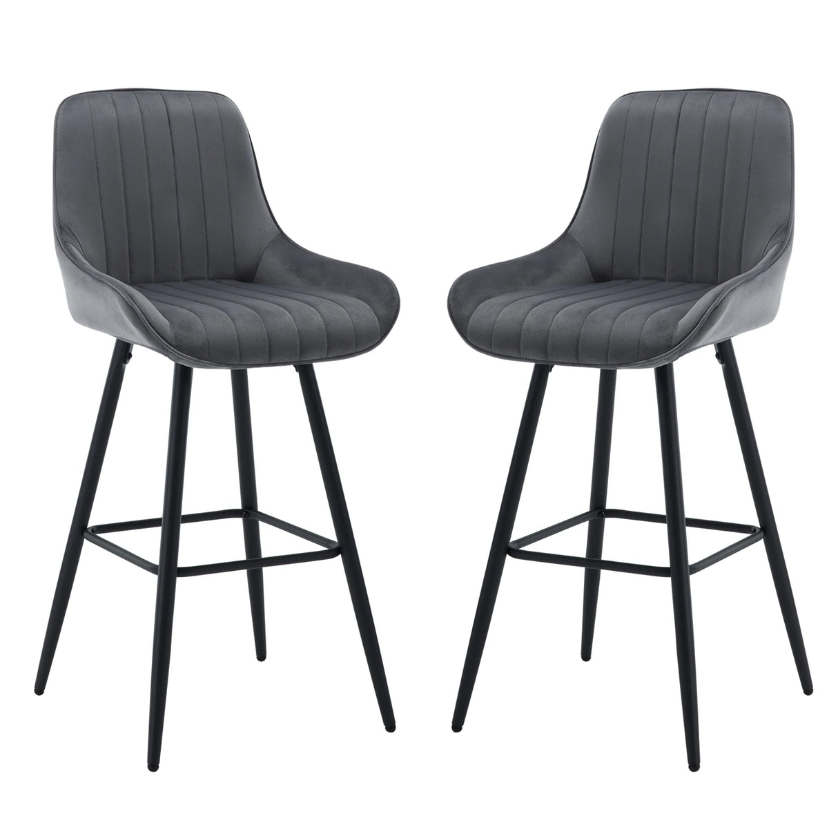 Moderne velvet barkruk van BukkitBow met rugleuning en voetensteun, geschikt voor eetkamer of bar, in elegante kleur.