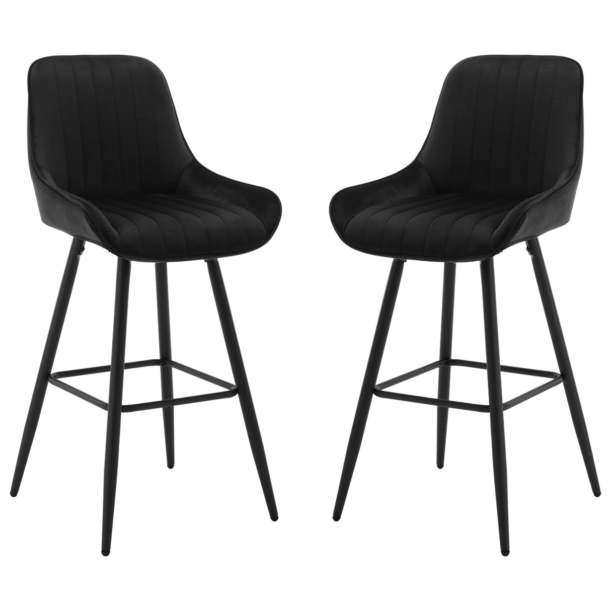 Moderne velvet barkruk van BukkitBow met rugleuning en voetensteun, perfect voor een stijlvolle zithoek.