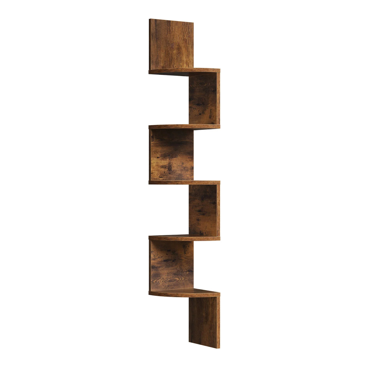 Moderne zigzag wandplank van BukkitBow met 5 niveaus, hoekmontage, geschikt voor in de woonkamer of slaapkamer.