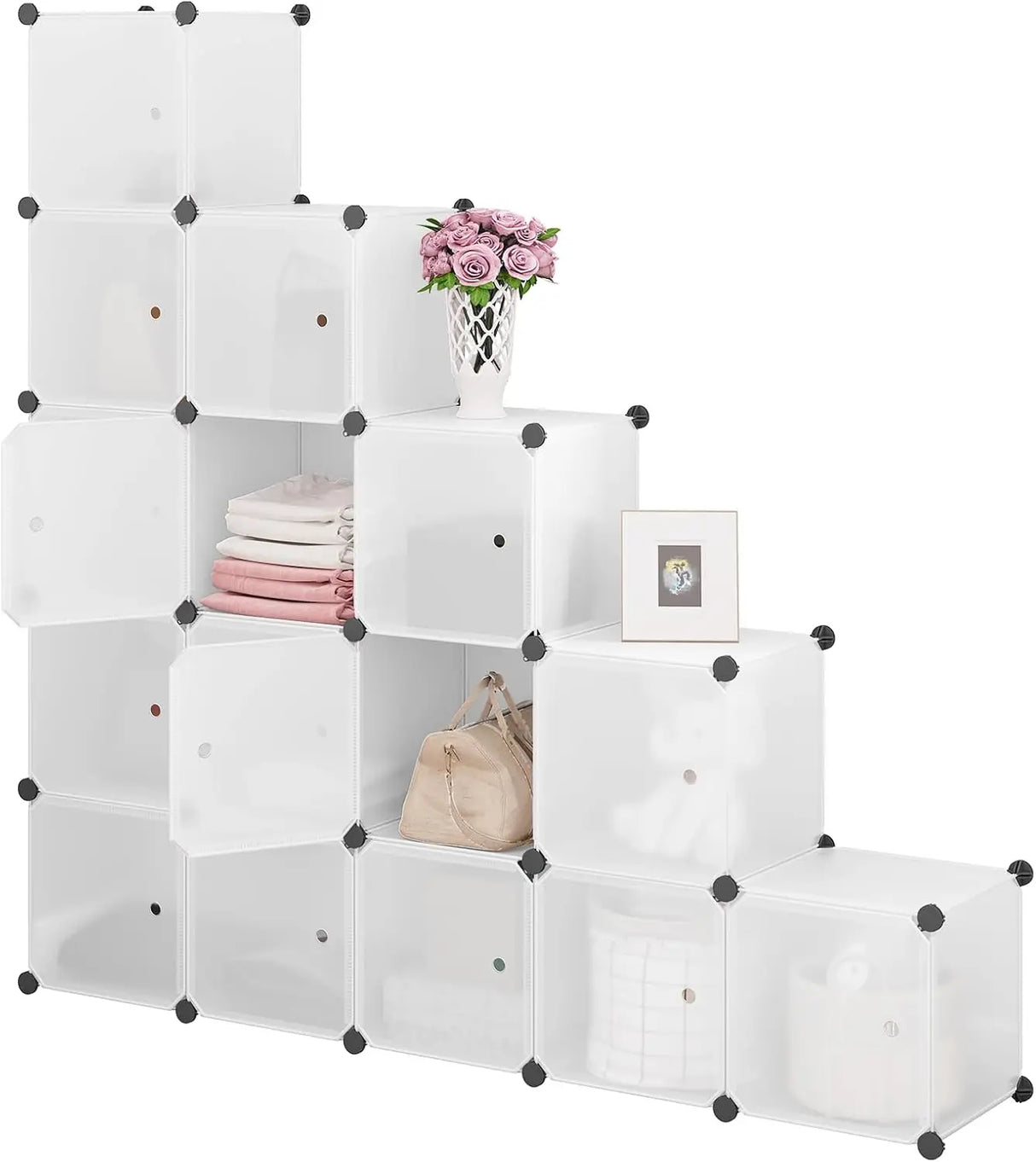 BukkitBow modulair opbergsysteem met 15 cubes en magnetische deuren, flexibel opbergrek voor thuis of kantoor