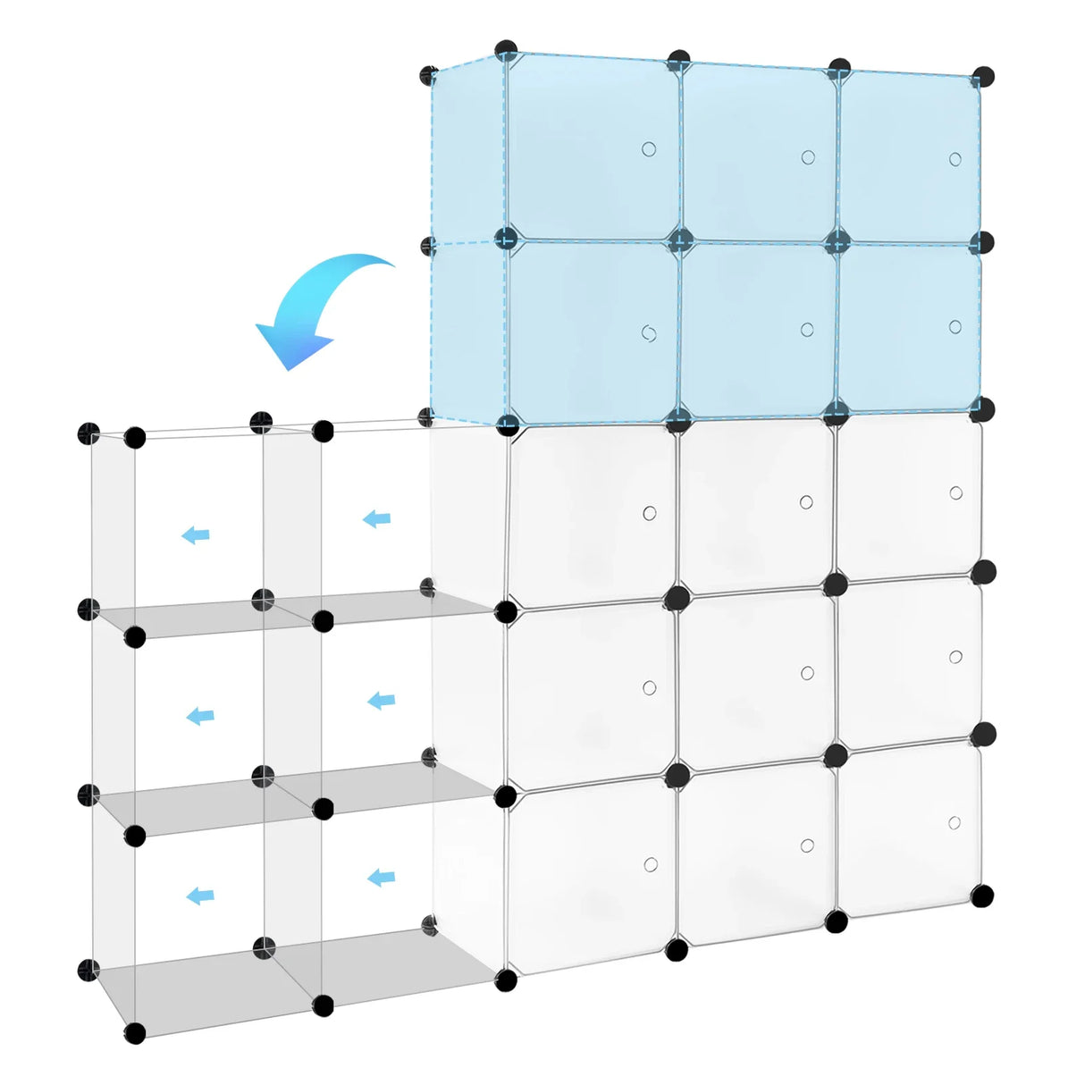 BukkitBow modulair opbergsysteem met 15 cubes en magnetische deuren, geschikt als opbergrek voor diverse spullen