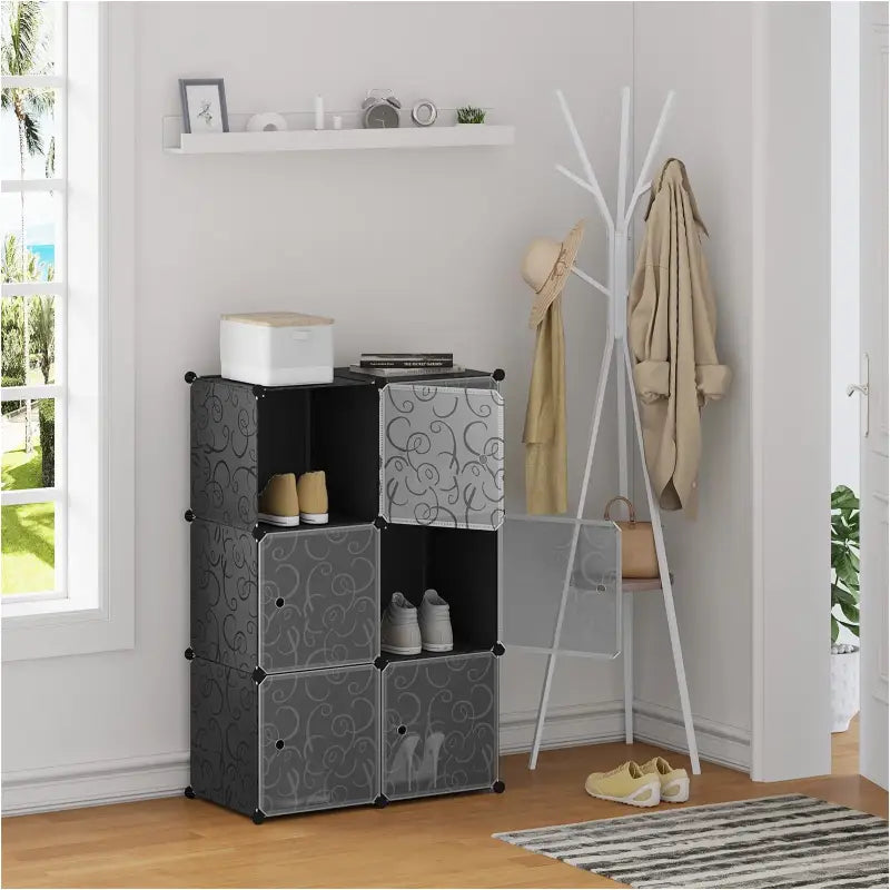 BukkitBow modulaire schoenenkast met 6 kubussen, stevig en ruimtebesparend, flexibel ontwerp, 35x35x35cm, schoenenrek