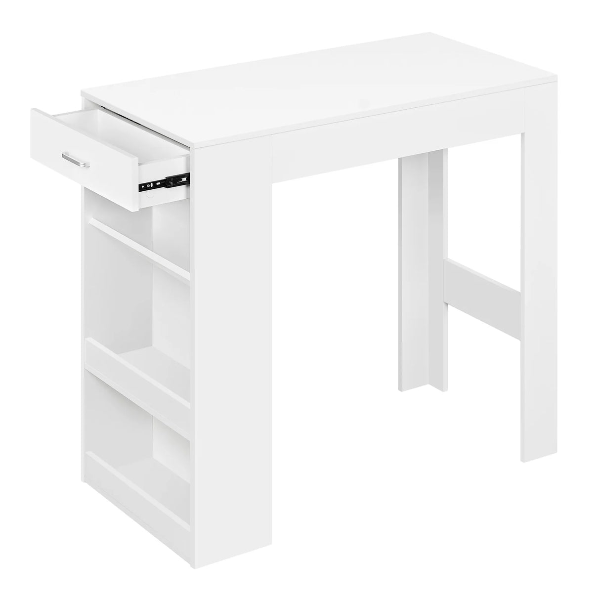 Moderne BukkitBow bartafel met wijnrek, lade en multifunctioneel ontwerp, perfect voor gezellige ruimtes.