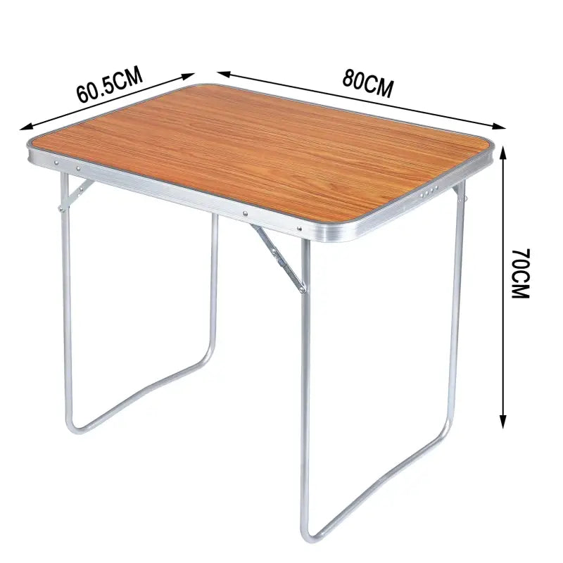 BukkitBow campingtafel van stevig aluminium, inklapbaar, draagbaar, 80x60x70cm en geschikt voor 15 kg belasting.