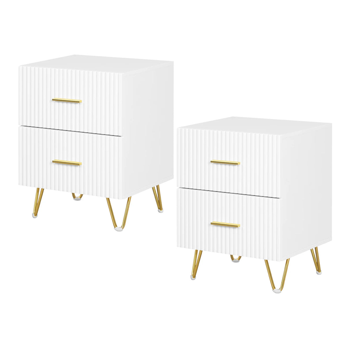BukkitBow nachtkastje van MDF en hout met 2 lades, geschikt als bijzetkastje voor slaapkamer, modern design.