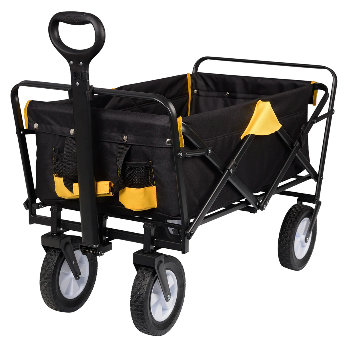 BukkitBow opvouwbare bolderkar met 4 wielen, telescopische handgreep en 80 kg draagkracht, geschikt voor camping en tuin.
