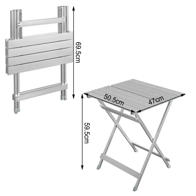 BukkitBow opvouwbare campingtafel van stevig aluminium, lichtgewicht, corrosiebestendig, 50x46.5x60cm, max 25 kg belasting
