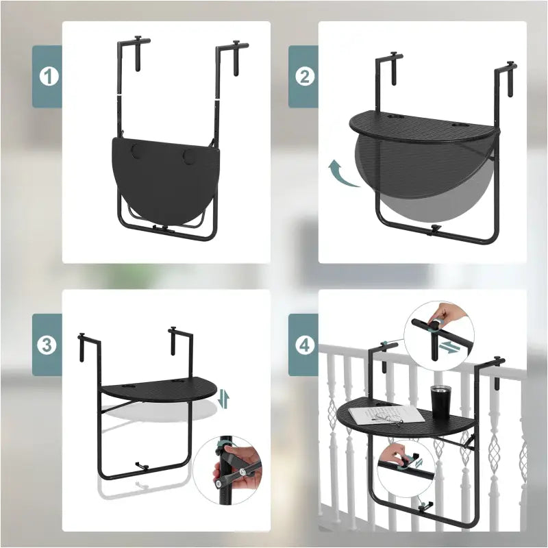 BukkitBow opvouwbare hangende campingtafel met bekerhouders, hoogte verstelbaar, weerbestendig, 60x74-84.5x62cm, 10kg gewicht.