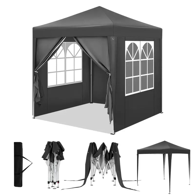 BukkitBow opvouwbare partytent van oxford stof, 2x2m, verstelbare hoogte met zijwanden voor buitenfeest of evenement
