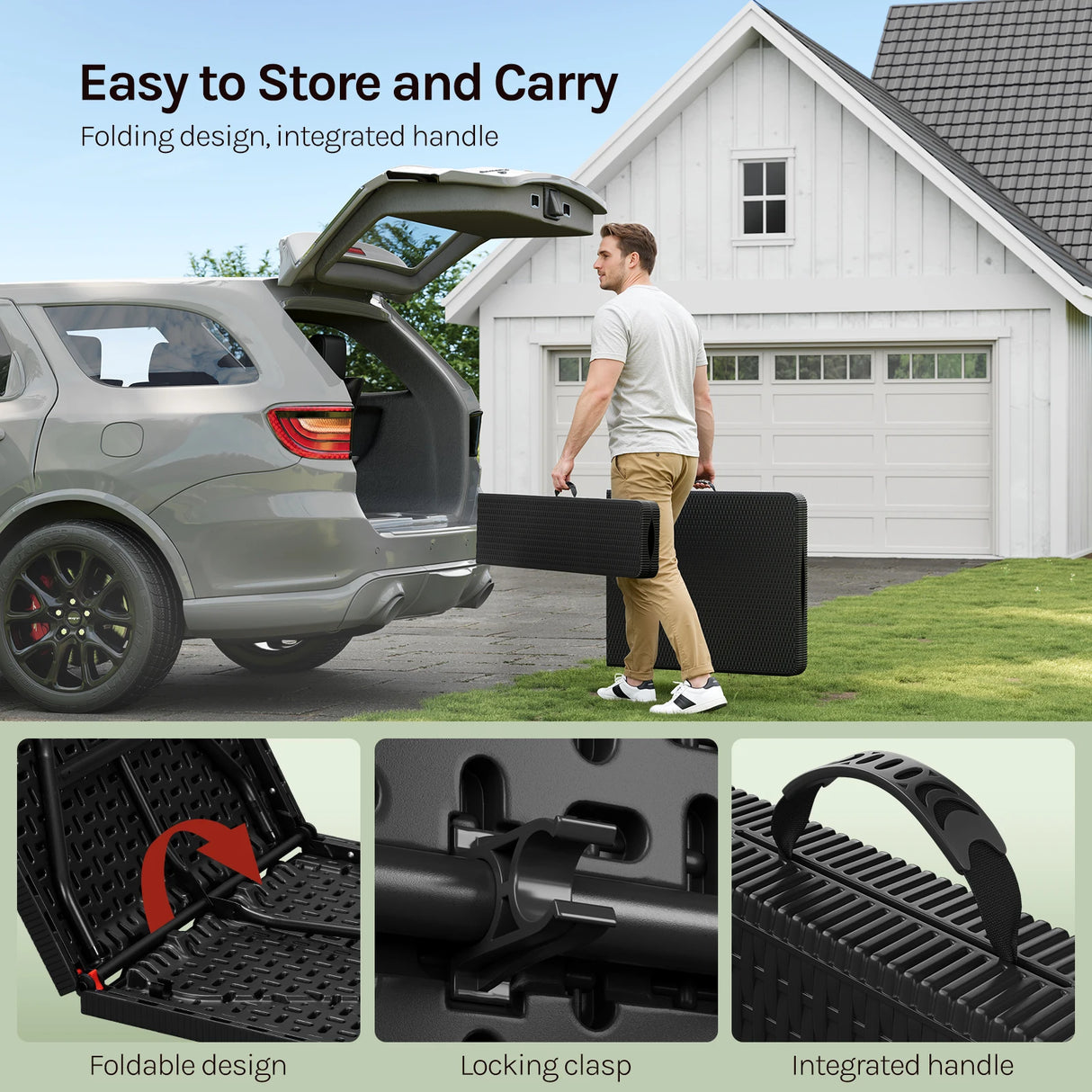 BukkitBow opvouwbare picknickset 3-delig in rattan look, inklapbaar, 180cm, voor outdoor picknicks en ontspanning.