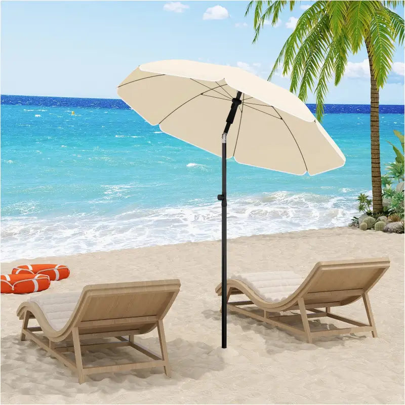 BukkitBow UV-bestendig strandparasol, rond met verstelbare hoogte en 45° buiging voor schaduw op het strand