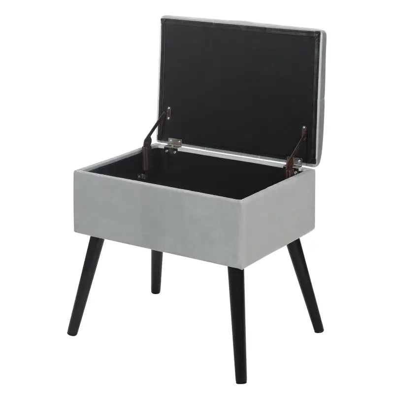 BukkitBow poef met fluwelen laag en opbergruimte, multifunctioneel en comfortabel zittend, 50x35x45cm in afbeelding.