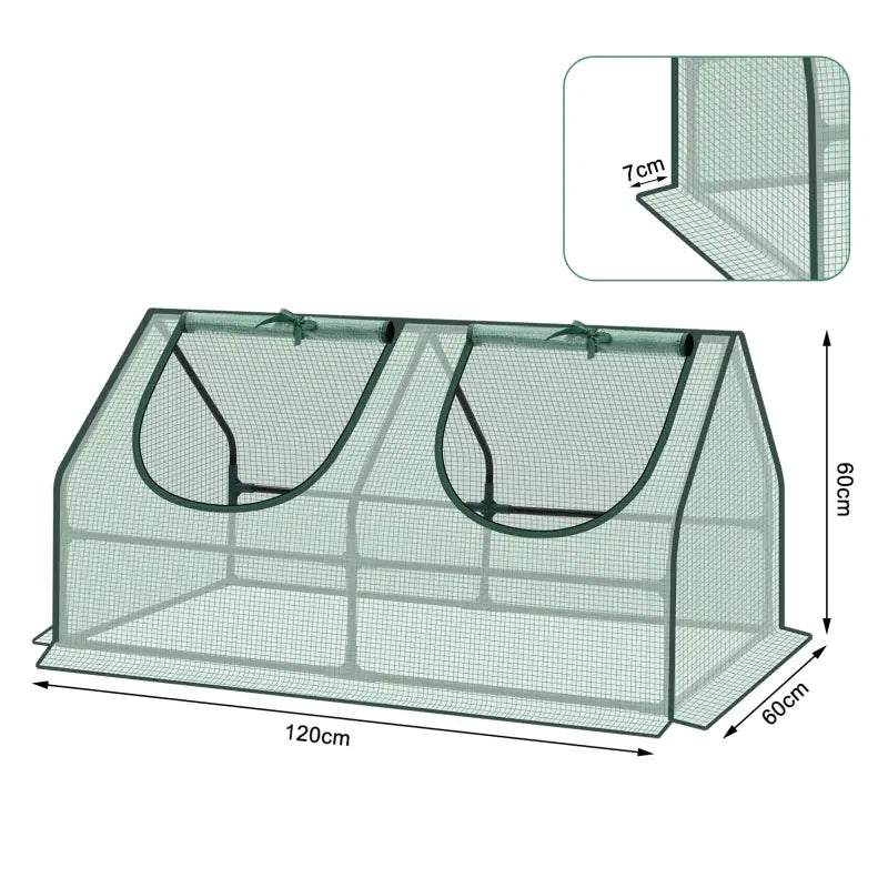 BukkitBow polytunnel tuinkas voor groententeelt, winterproof, compact met 2 luiken, afmetingen 120x60x60 cm, geschikt voor tuinieren.