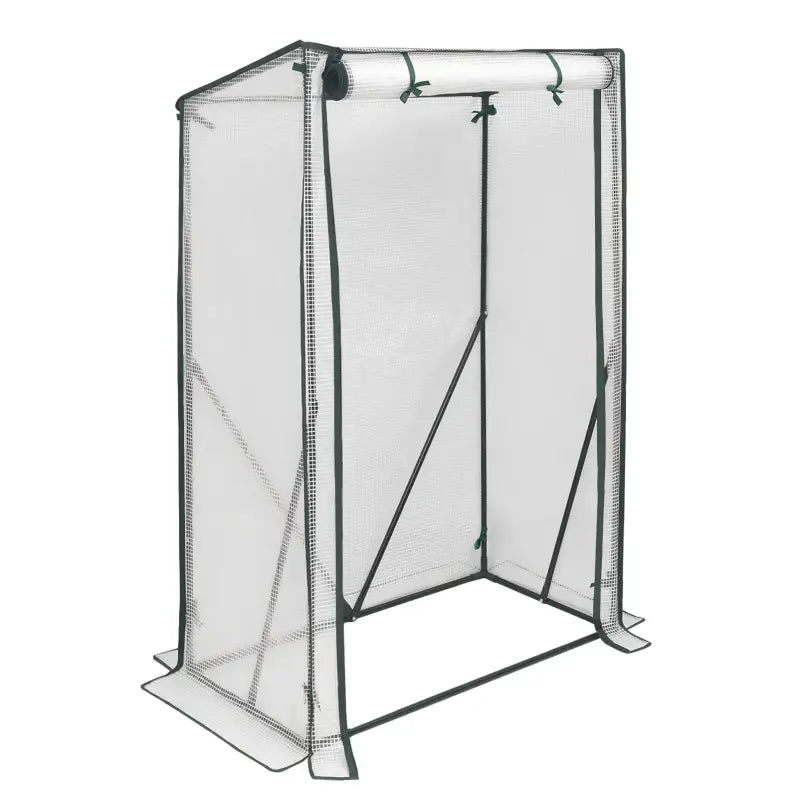 BukkitBow polytunnel tuinkas voor groenten, compact formaat 100x50x150cm met groot luik en 3 bloemenplanken, winterproof.