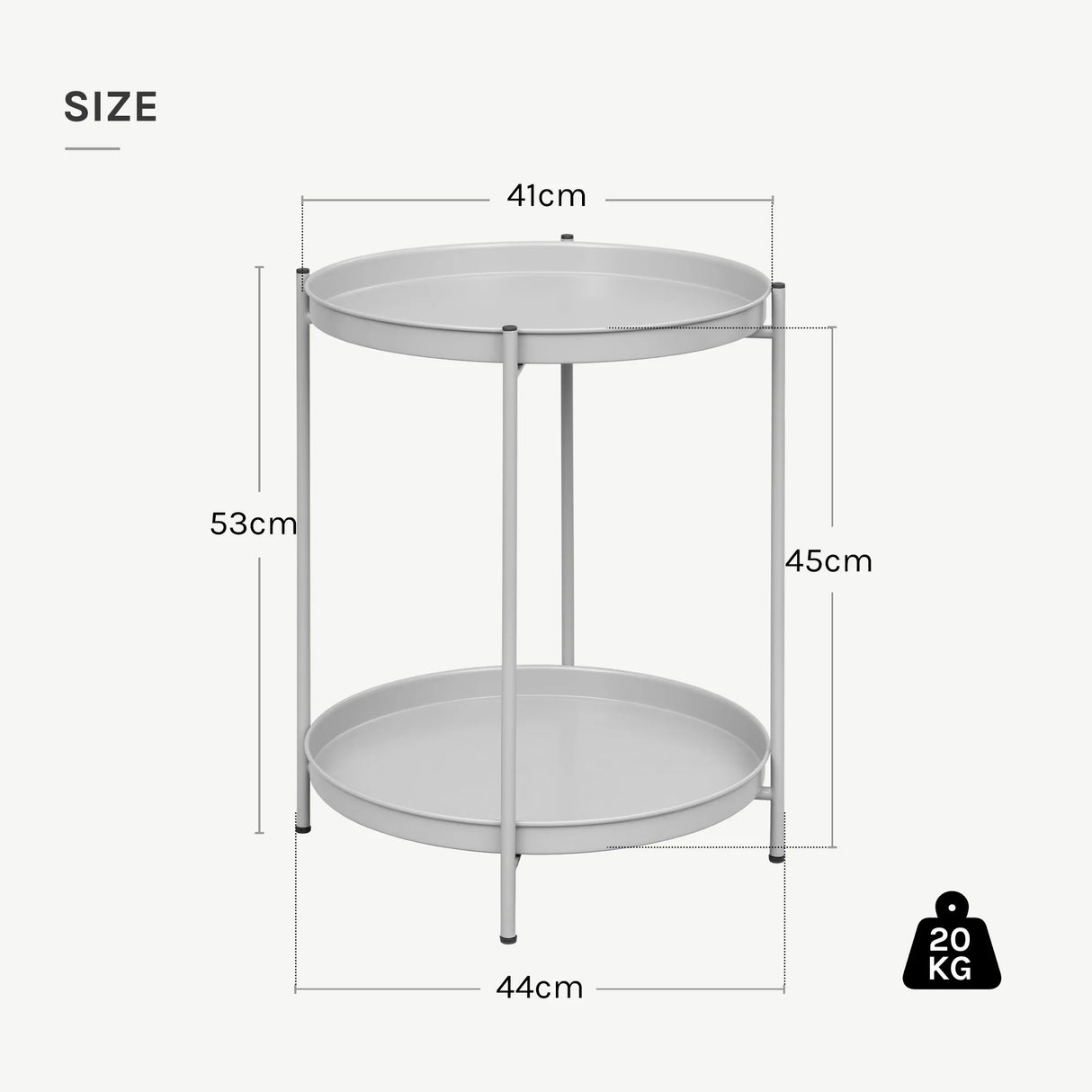 BukkitBow - Ronde Salontafel - Metaal - Met 2 Afneembare Dienbladen