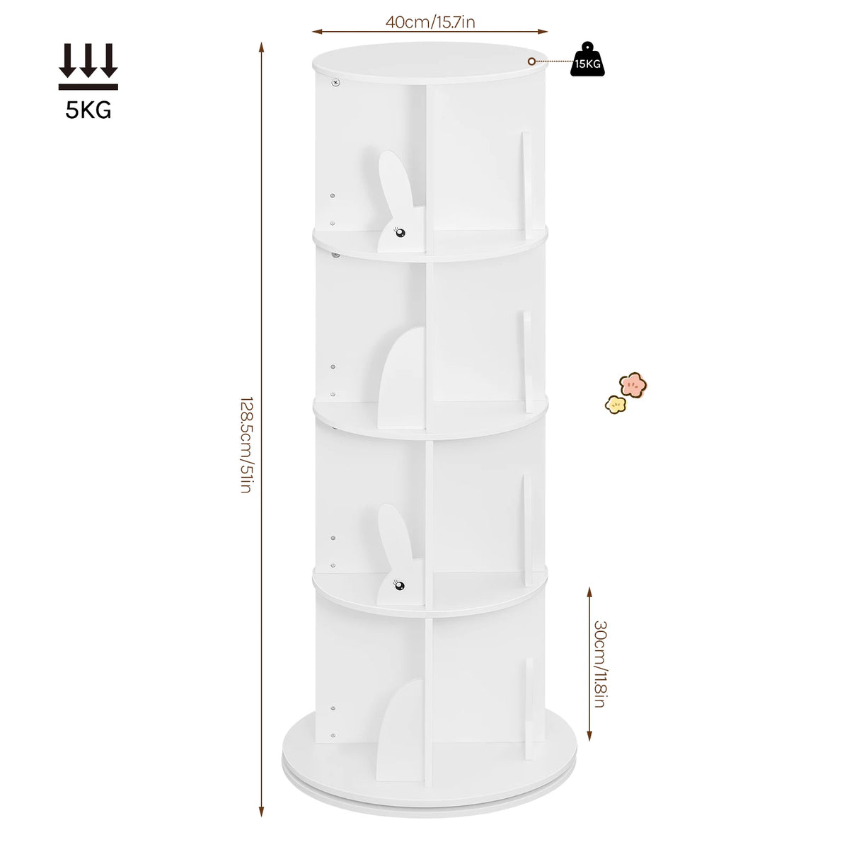 BukkitBow - Roterende Kinderboekenkast met Vakken - 360 Graden Draaibaar