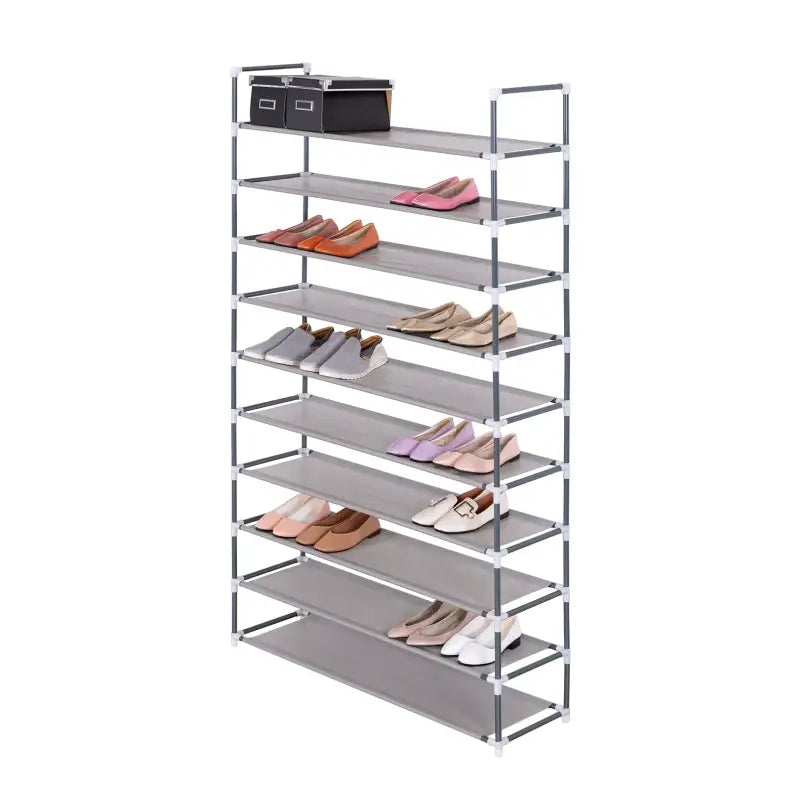 BukkitBow schoenenrek met 4 of 10 lagen, robuust, waterdicht, grote opslagcapaciteit en eenvoudig te monteren voor schoenen en accessoires.