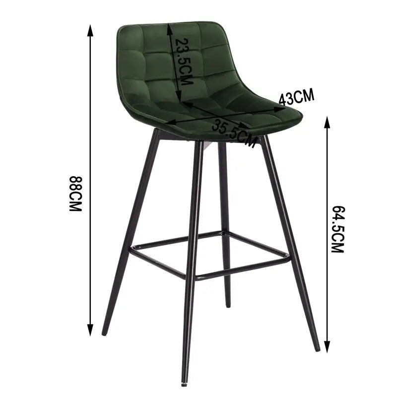 BukkitBow barkruk met leren bekleding, metalen onderstel en rugleuning, ergonomisch ontwerp, maximale draagkracht 100 kg, zithoogte 64,5 cm.