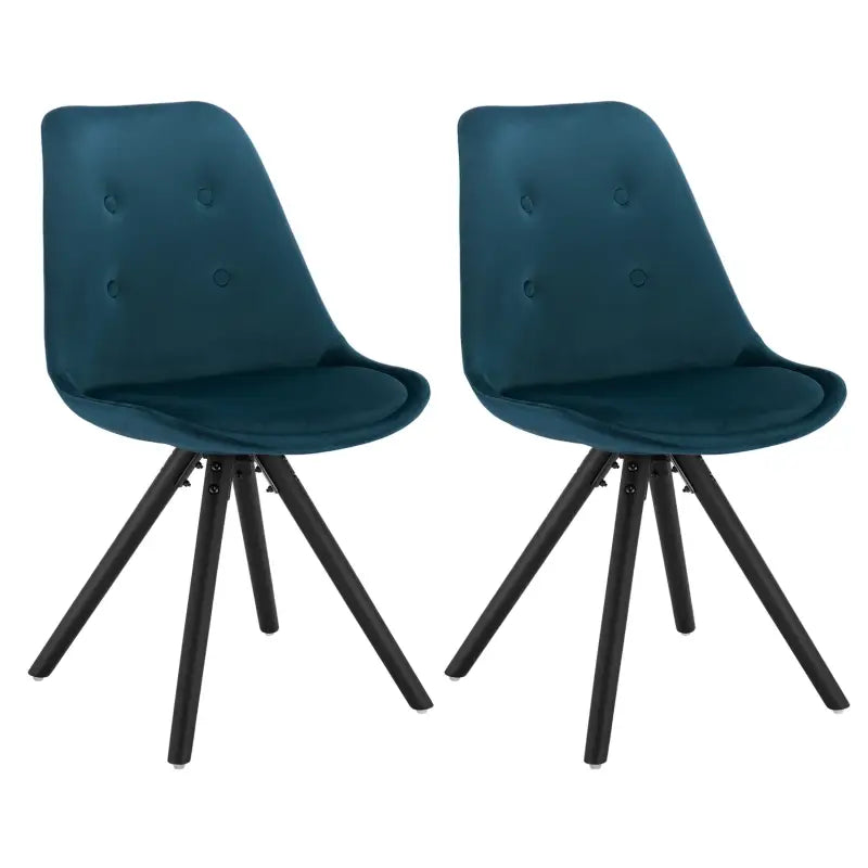 Set van twee BukkitBow eetkamerstoelen met fluwelen bekleding, ergonomisch zitcomfort en eenvoudige montage, zithoogte 46 cm.