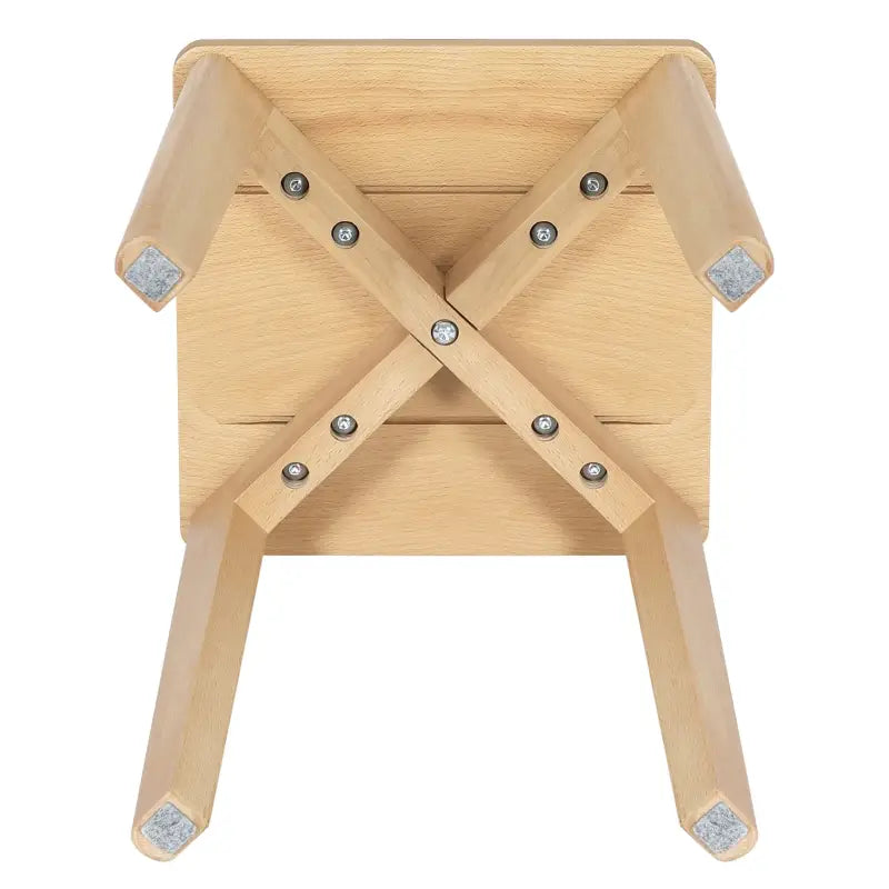 BukkitBow houten krukenset van natuurlijk beukenhout, stapelbaar en vochtbestendig, zithoogte 44,5 cm, ideaal voor binnen en buiten.