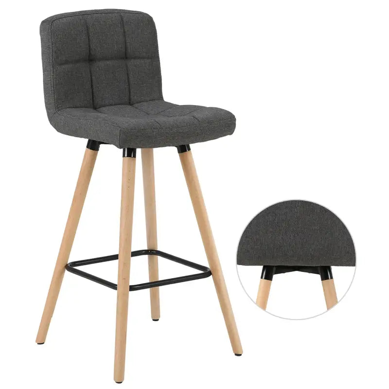 BukkitBow set van 2 barkrukken met massieve houten poten, linnen zitting en vloerbescherming, ergonomisch ontwerp voor comfort.
