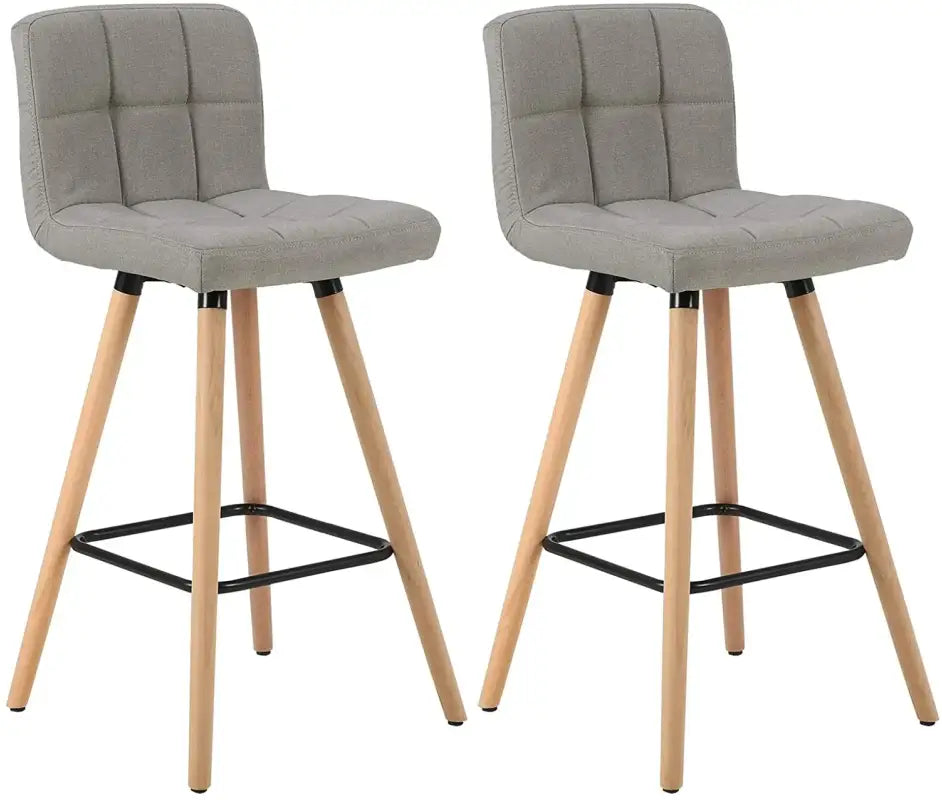 BukkitBow set van 2 barkrukken met massieve houten poten, linnen zitting en vloerbescherming, ergonomisch ontwerp.