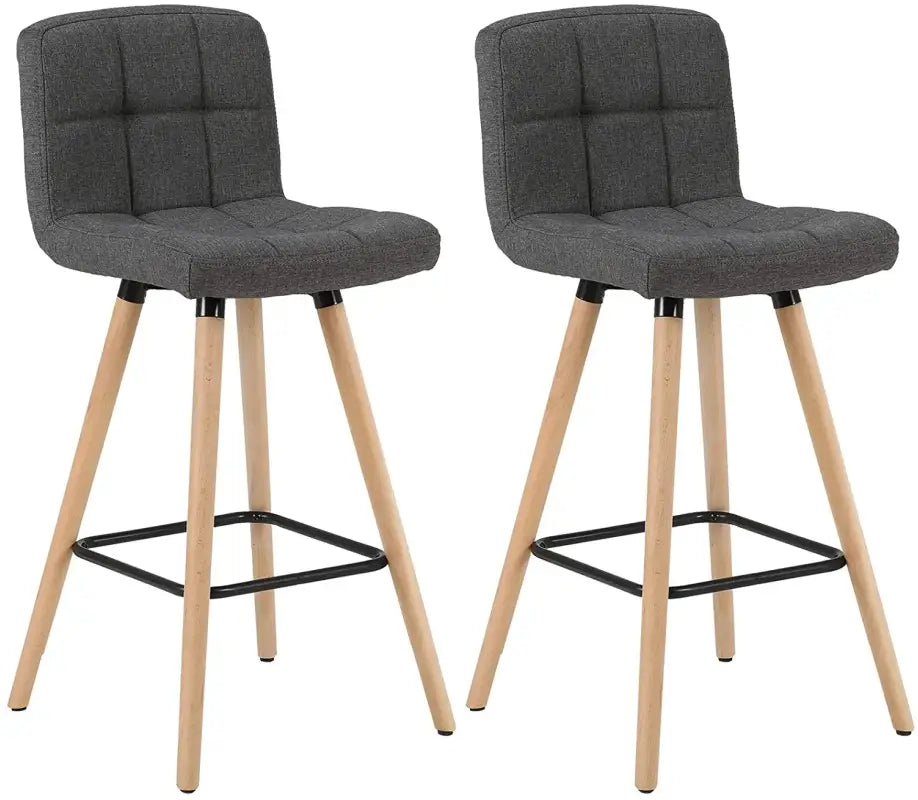 BukkitBow set van 2 barkrukken met massieve houten poten, linnen zitting en vloerbescherming, ergonomisch ontwerp.