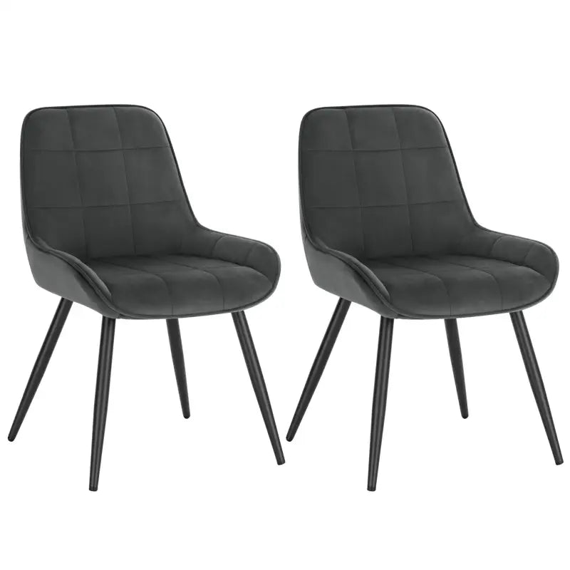 Set van 2 moderne BukkitBow eetkamerstoelen met fluweel of kunstleer en metalen frame, 81,5 cm hoog.