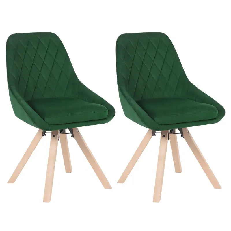 BukkitBow set van 2 fluwelen draaistoelen met beukenhouten poten, multifunctioneel en comfortabel, zithoogte 46 cm, eetkamerstoel