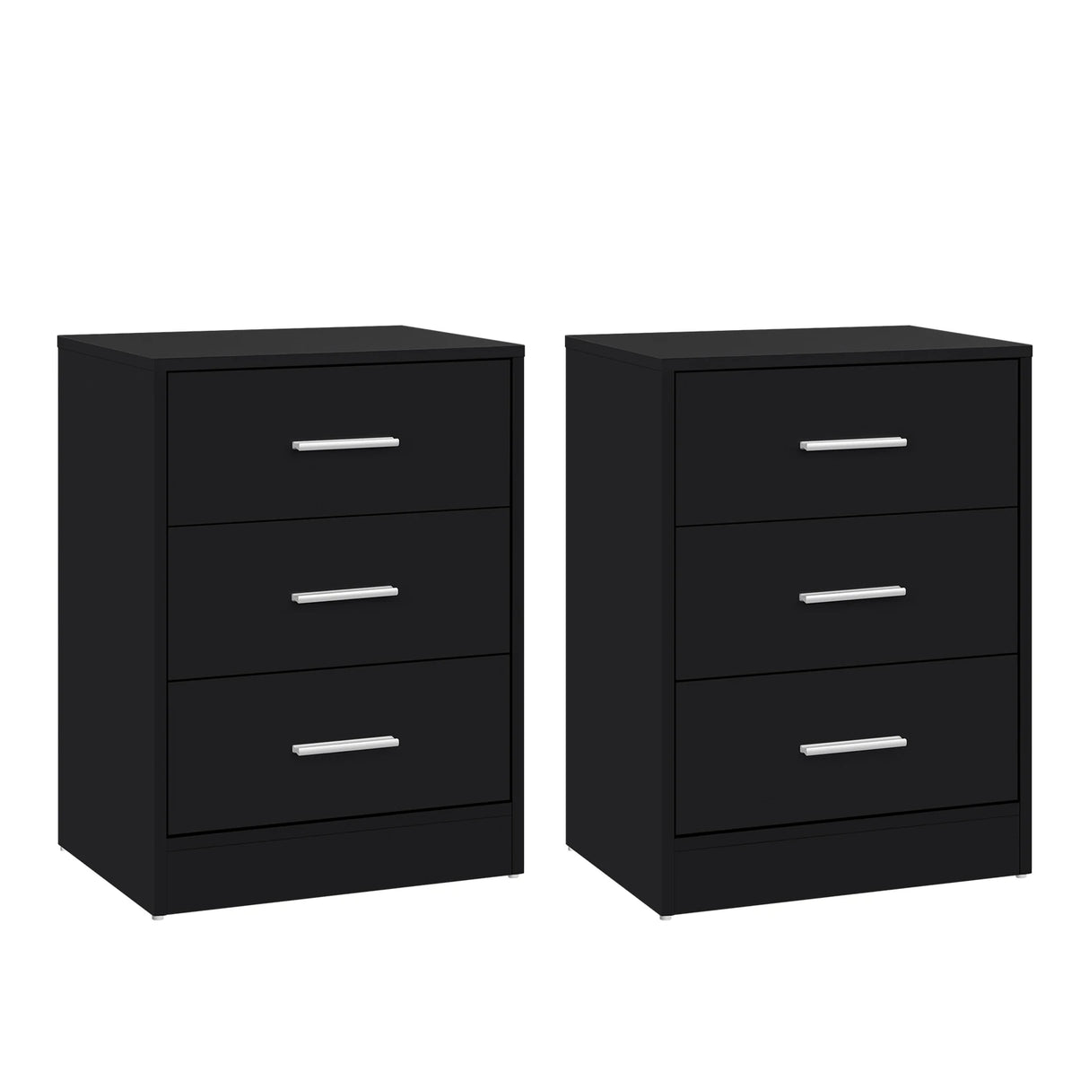 BukkitBow set van 2 moderne nachtkastjes met 3 laden, ruimtebesparend en geschikt voor slaapkamer of woonkamer.
