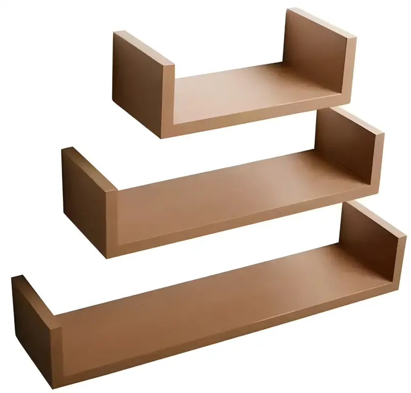 Set van 3 zwevende boekenplanken van BukkitBow, gelakt MDF hout in verschillende maten met bevestigingsmateriaal.
