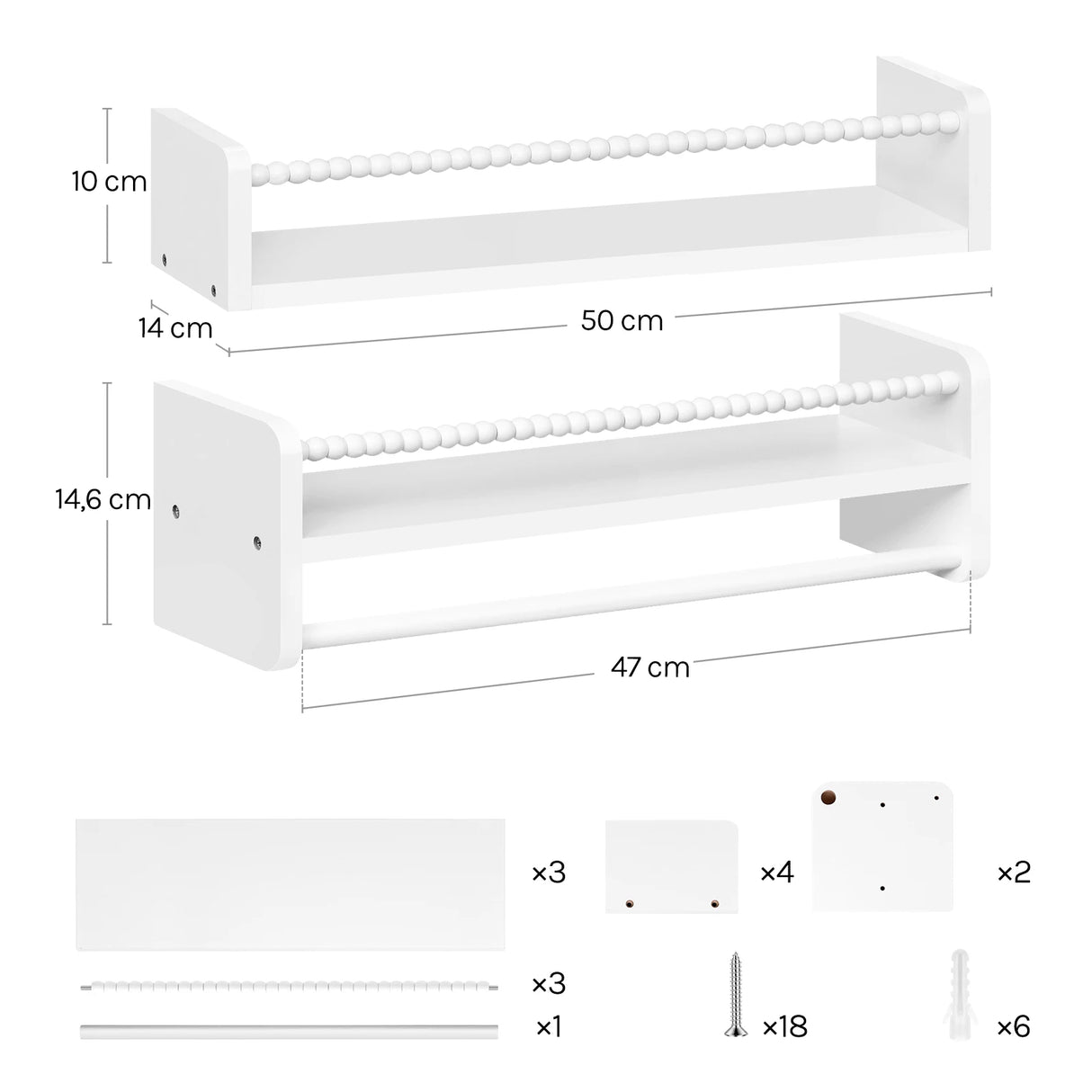 Set van 3 zwevende houten wandplanken van BukkitBow, geschikt als boekenrek voor kinderkamer.