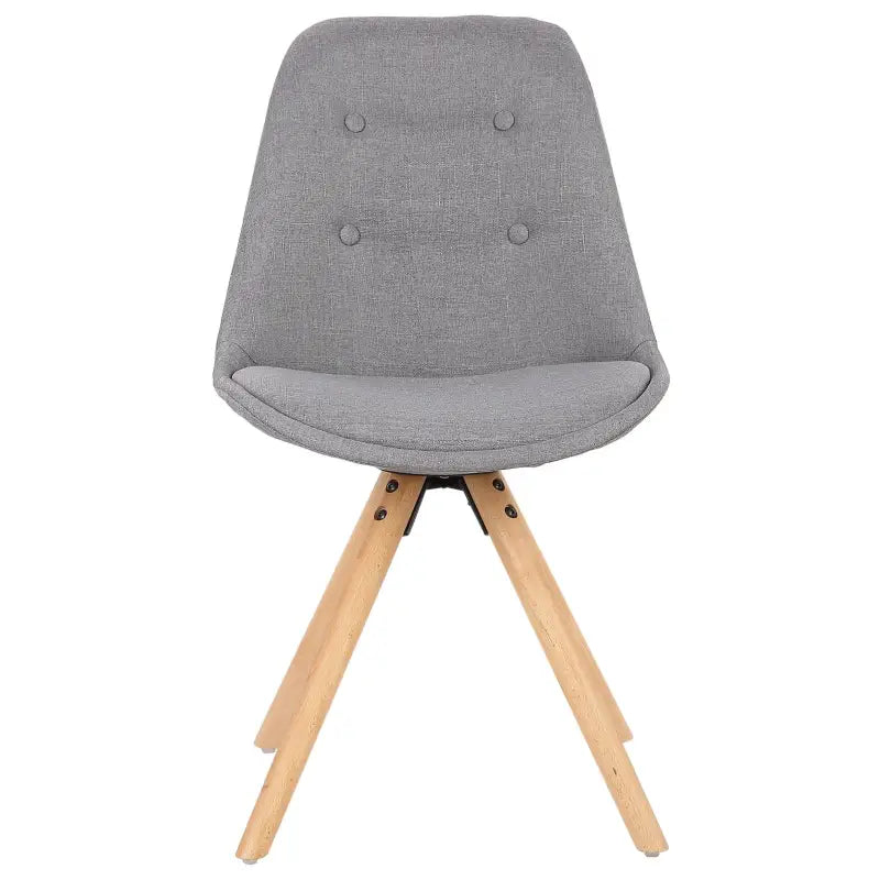 Set van 4 linnen eetkamerstoelen van BukkitBow met massief houten poten, ergonomisch ontwerp en zithoogte van 46 cm.