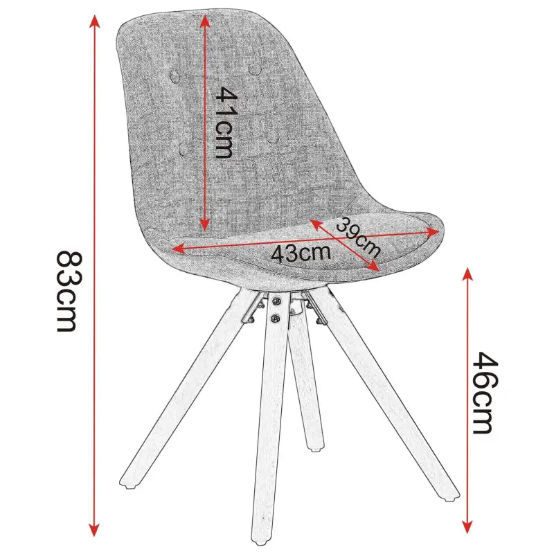 Set van 4 linnen eetkamerstoelen van BukkitBow met massief houten poten, ergonomisch ontwerp en zithoogte van 46 cm.