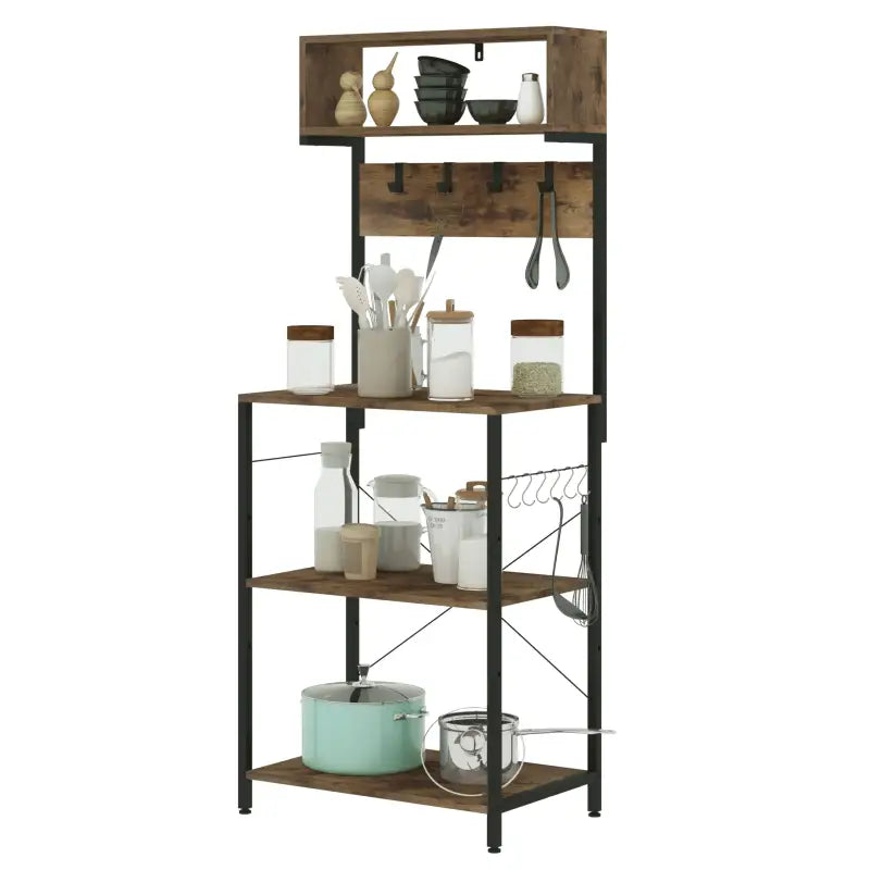 BukkitBow keukenkast met 5 niveaus, haken en grote opbergruimte, duurzame constructie, stabiele staande kast 60x152x38cm