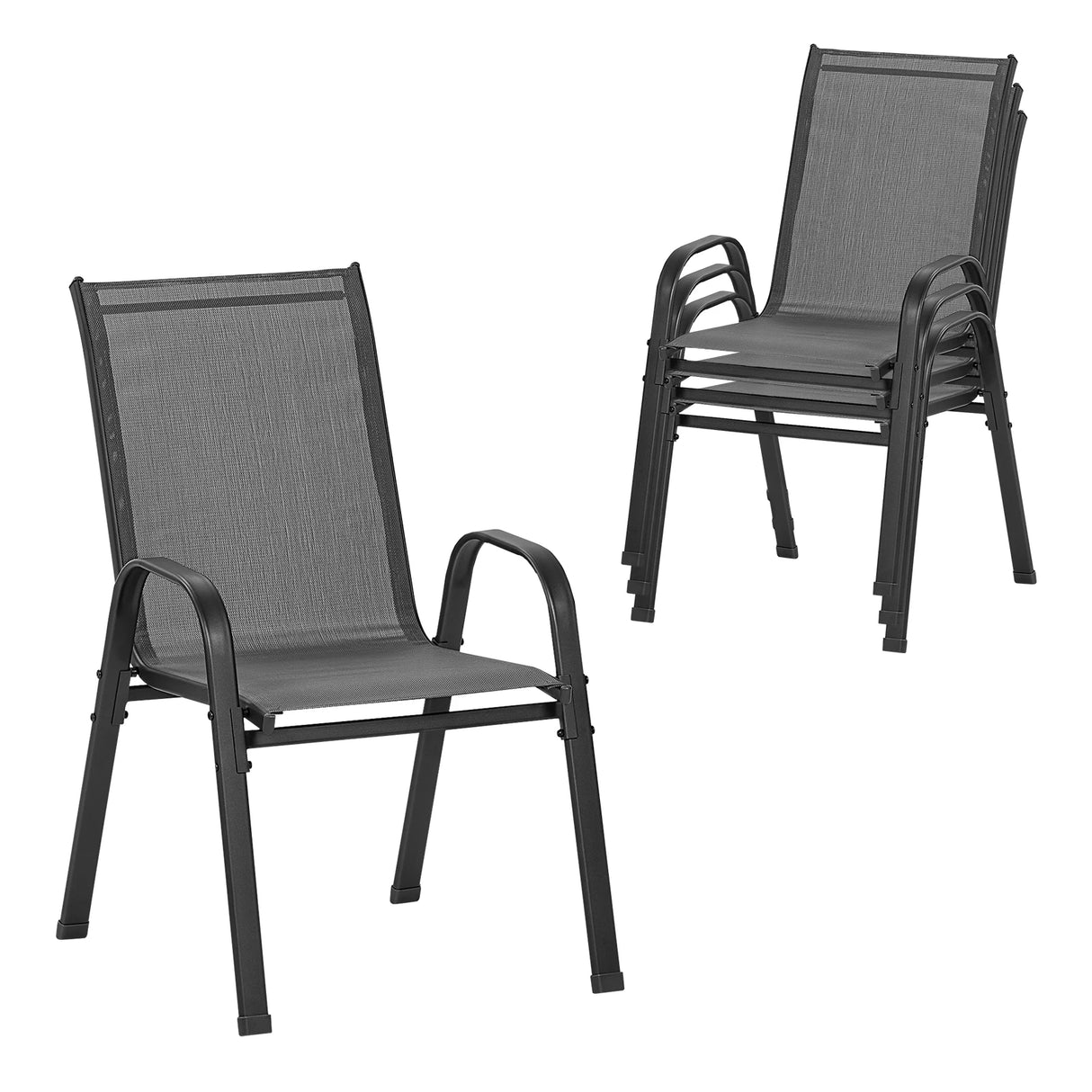 BukkitBow stapelbare tuinstoelen met hoge rugleuning, weerbestendig en geschikt voor buitengebruik, in een tuin setting