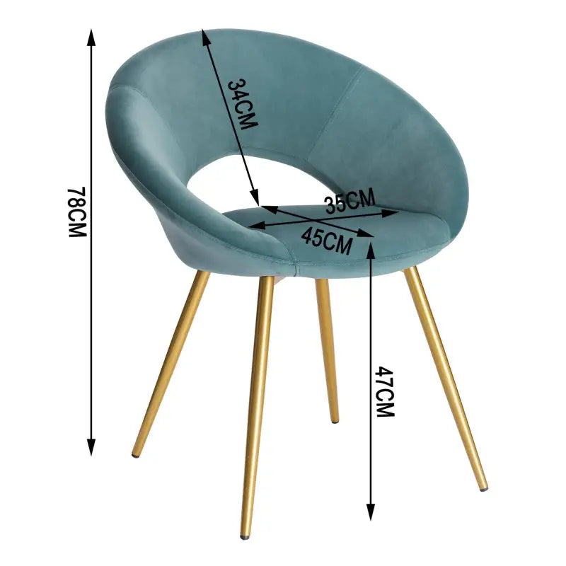 BukkitBow eetkamerstoel met comfortabel fluwelen bekleding, ergonomisch ontwerp en zithoogte van 47 cm, veelzijdig gebruik.