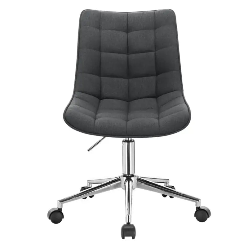 BukkitBow bureaustoel met verstelbare hoogte, 360° draaibaar, bekleed met fluweel, linnen en synthetisch leer, verchroomd stalen frame.