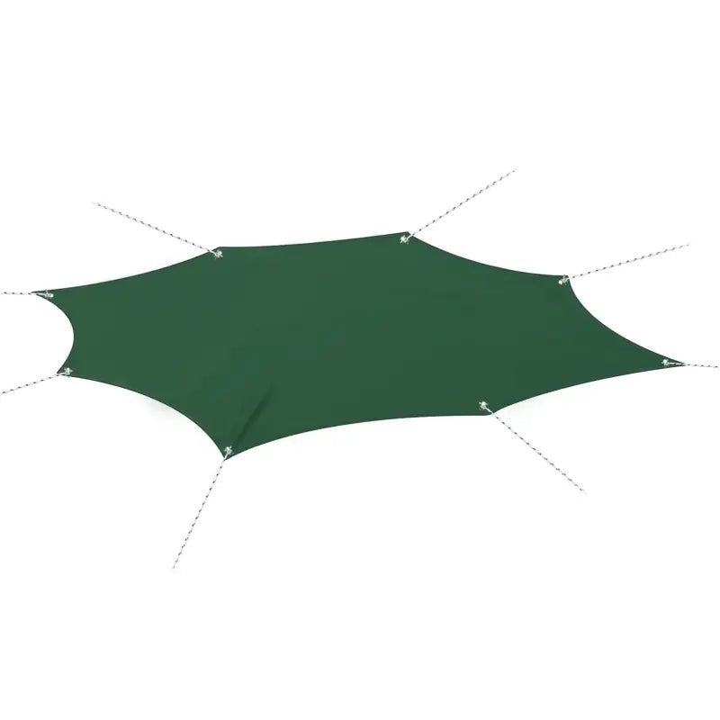 Groen BukkitBow afdekzeil tentzeil met paalogen, liertouwen en haringen, waterdicht en geschikt voor outdoor gebruik.
