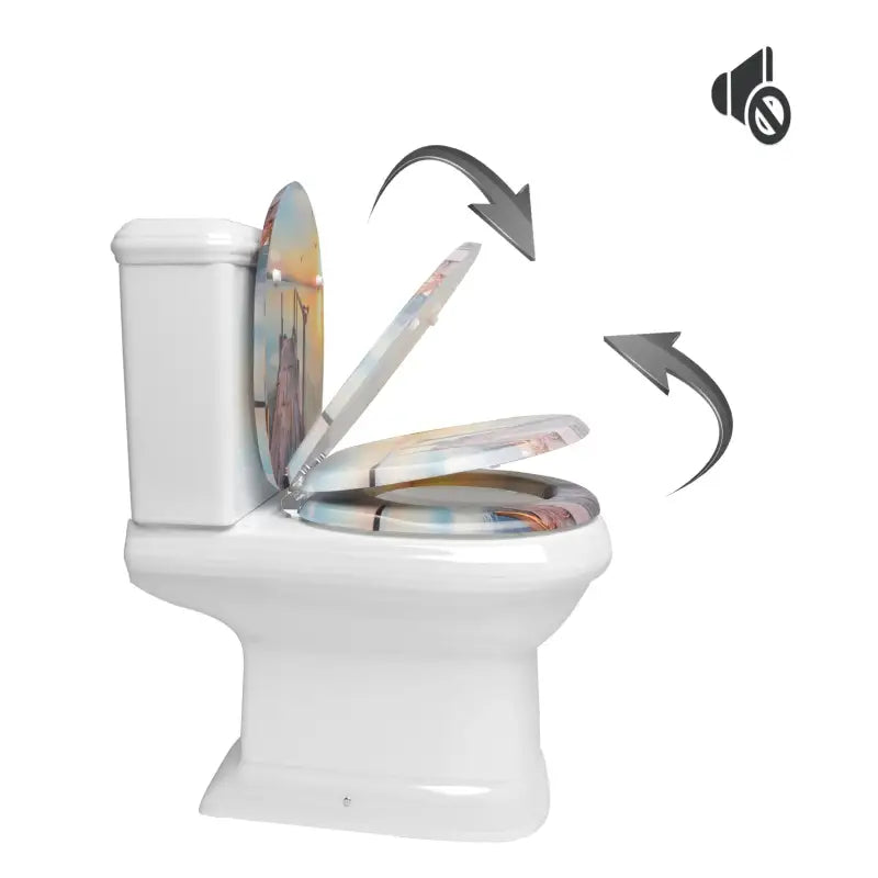 BukkitBow toiletbril met softclose en antibacteriële print, comfortabele toiletzitting met antislip en zachte sluiting
