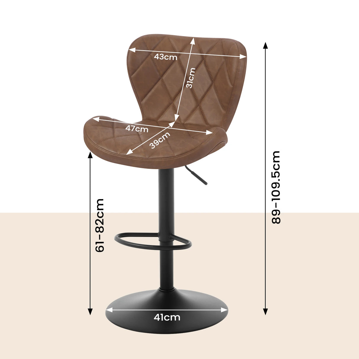 BukkitBow verstelbare barkruk van velvet met rugleuning en voetsteun, 360° draaibaar, elegante barstoel voor in de keuken of bar